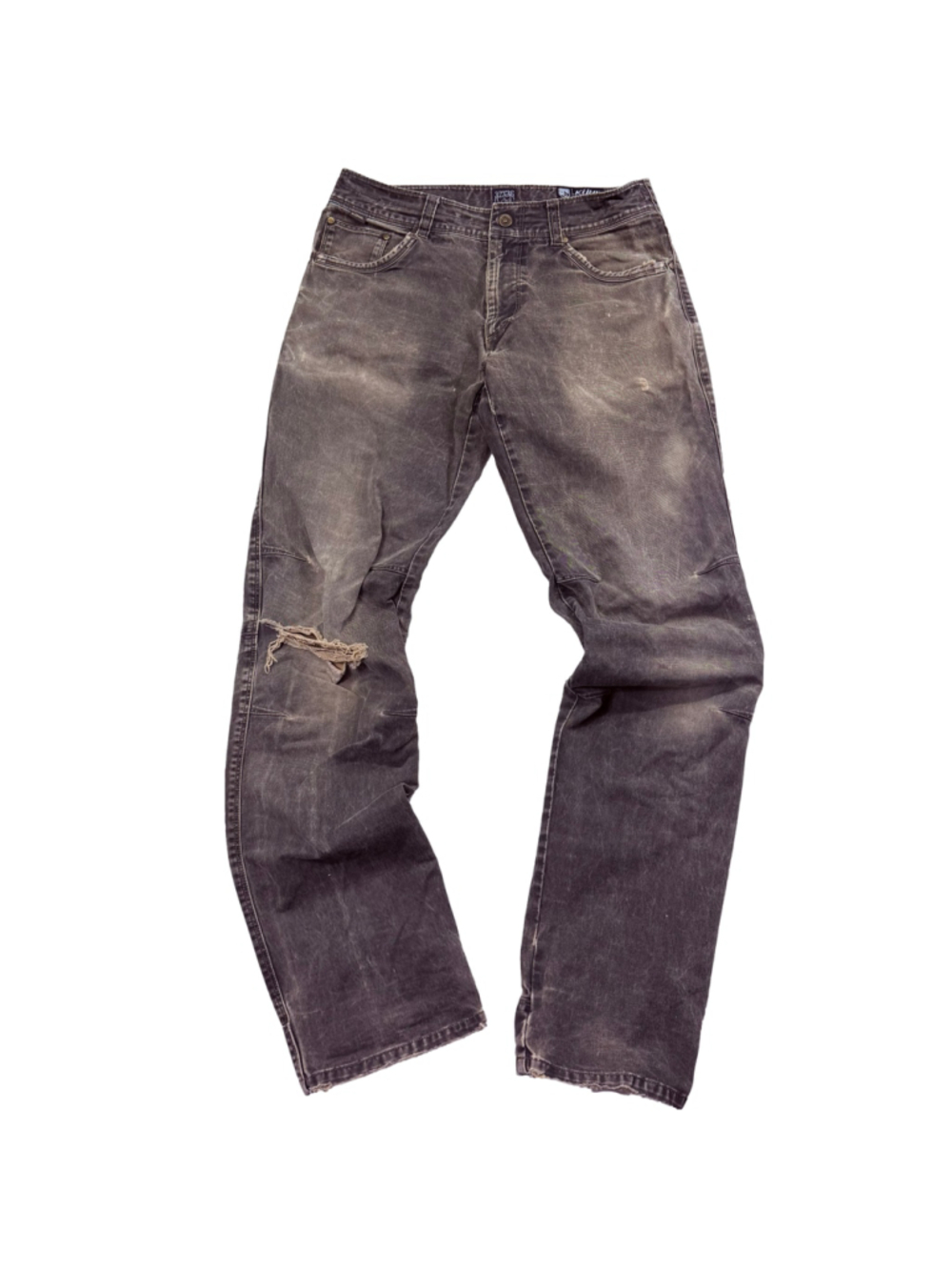 Men's KÜHL Straight Jeans 32x36 Grey Brown Distressed Faded